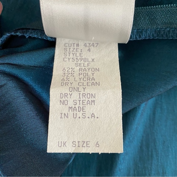 Vintage Tadashi Two-Piece Set Sz 4 Teal Satin Skirt Blouse Wedding Event 90s Y2K - Picture 12 of 16